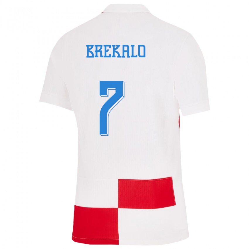 Niño Camiseta Croacia Josip Brekalo #7 Blanco Rojo 1ª Equipación 24-26 La Camisa