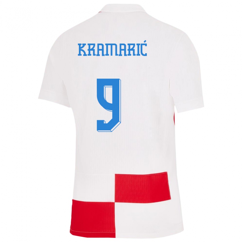 Niño Camiseta Croacia Andrej Kramaric #9 Blanco Rojo 1ª Equipación 24-26 La Camisa