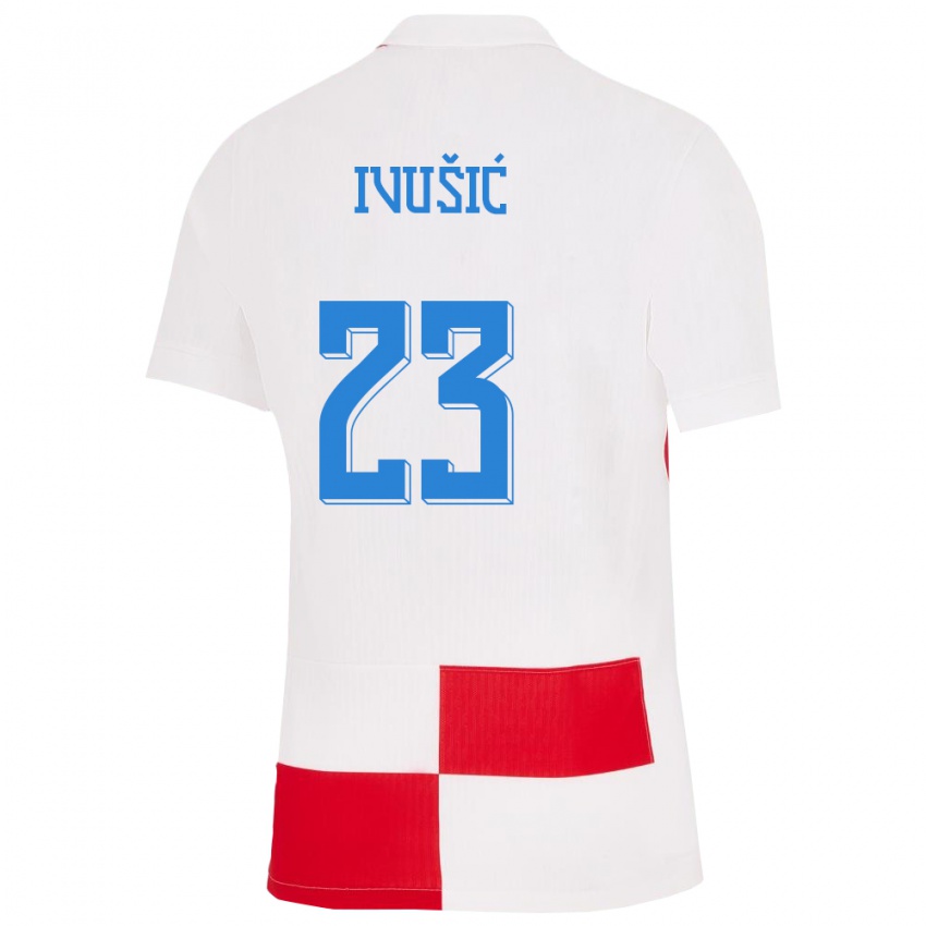 Niño Camiseta Croacia Ivica Ivusic #23 Blanco Rojo 1ª Equipación 24-26 La Camisa