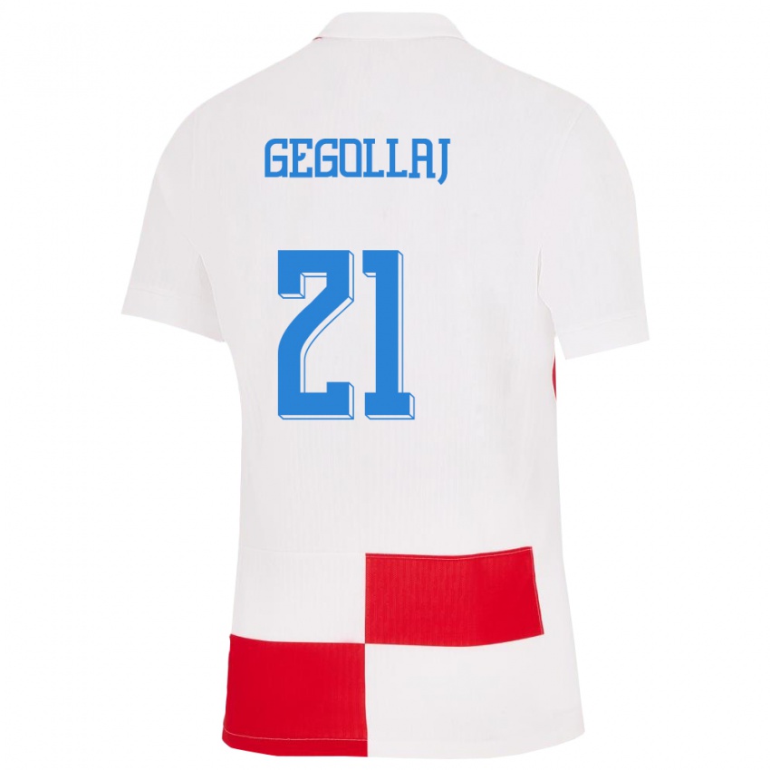 Niño Camiseta Croacia Fatjesa Gegollaj #21 Blanco Rojo 1ª Equipación 24-26 La Camisa