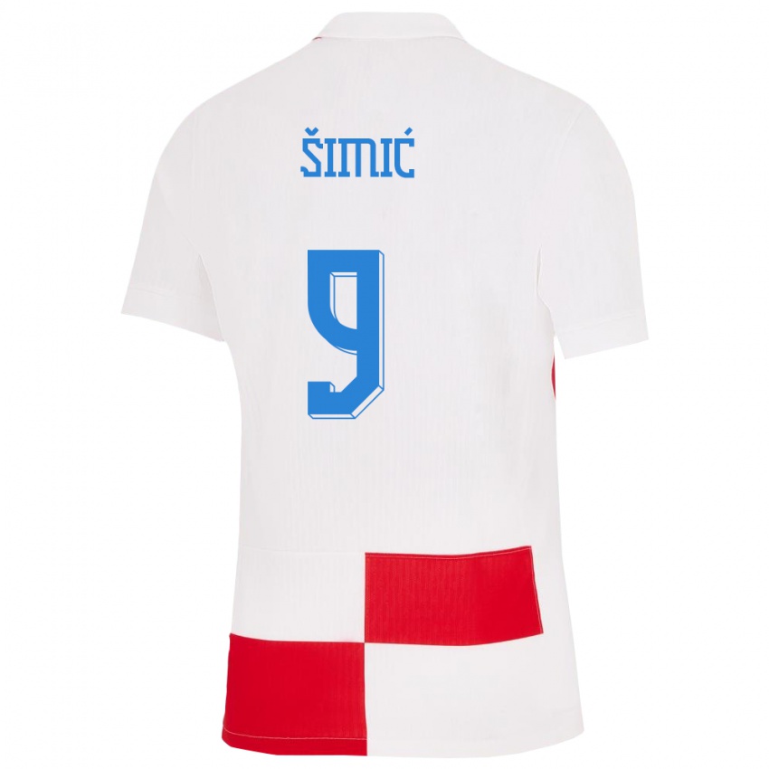 Niño Camiseta Croacia Roko Simic #9 Blanco Rojo 1ª Equipación 24-26 La Camisa