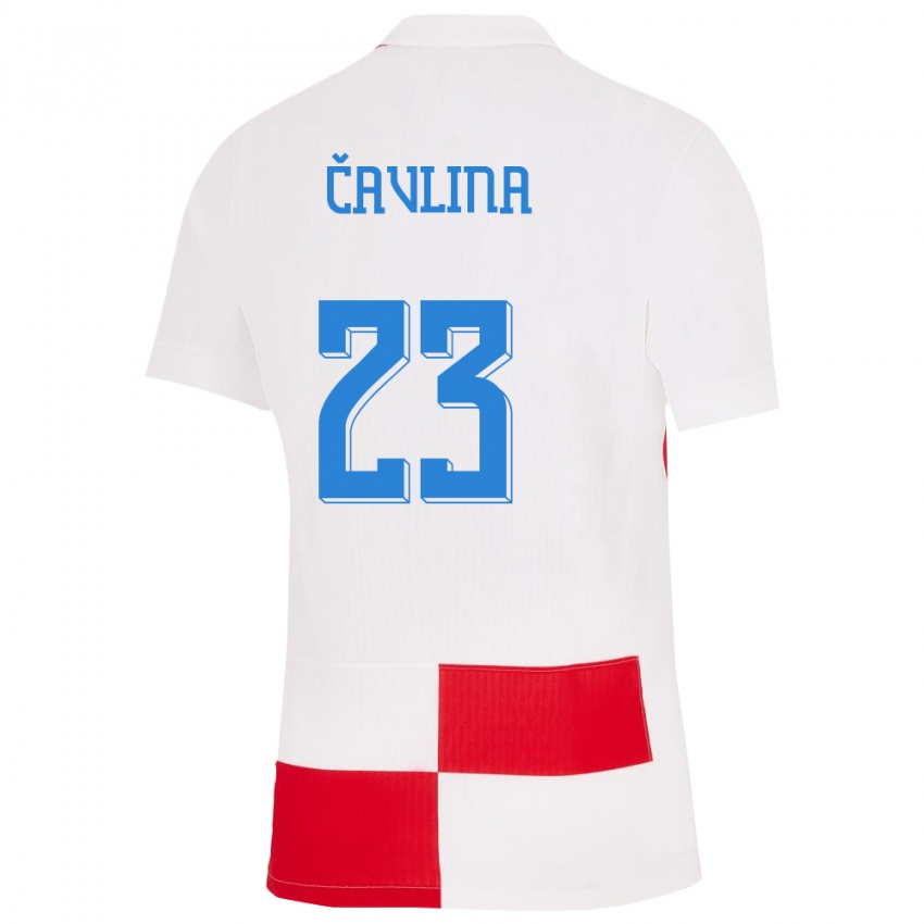 Niño Camiseta Croacia Nikola Cavlina #23 Blanco Rojo 1ª Equipación 24-26 La Camisa