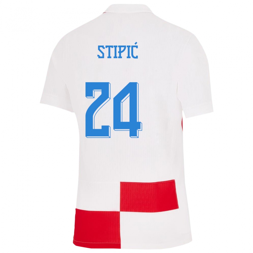 Niño Camiseta Croacia Mihael Stipic #24 Blanco Rojo 1ª Equipación 24-26 La Camisa