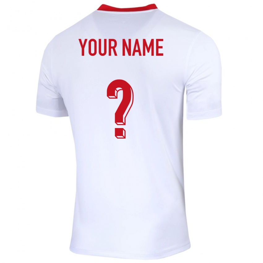 Niño Camiseta Polonia Su Nombre #0 Blanco 1ª Equipación 24-26 La Camisa
