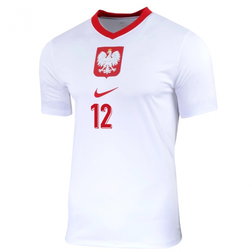 Niño Camiseta Polonia Jakub Stepak #12 Blanco 1ª Equipación 24-26 La Camisa