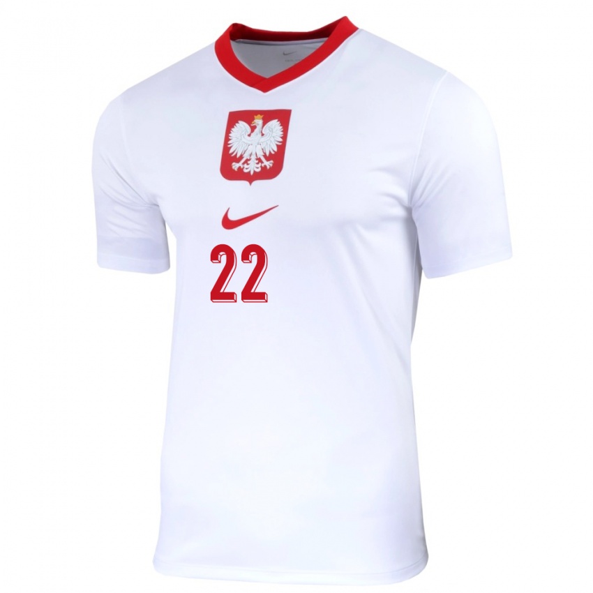 Niño Camiseta Polonia Milosz Piekutowski #22 Blanco 1ª Equipación 24-26 La Camisa