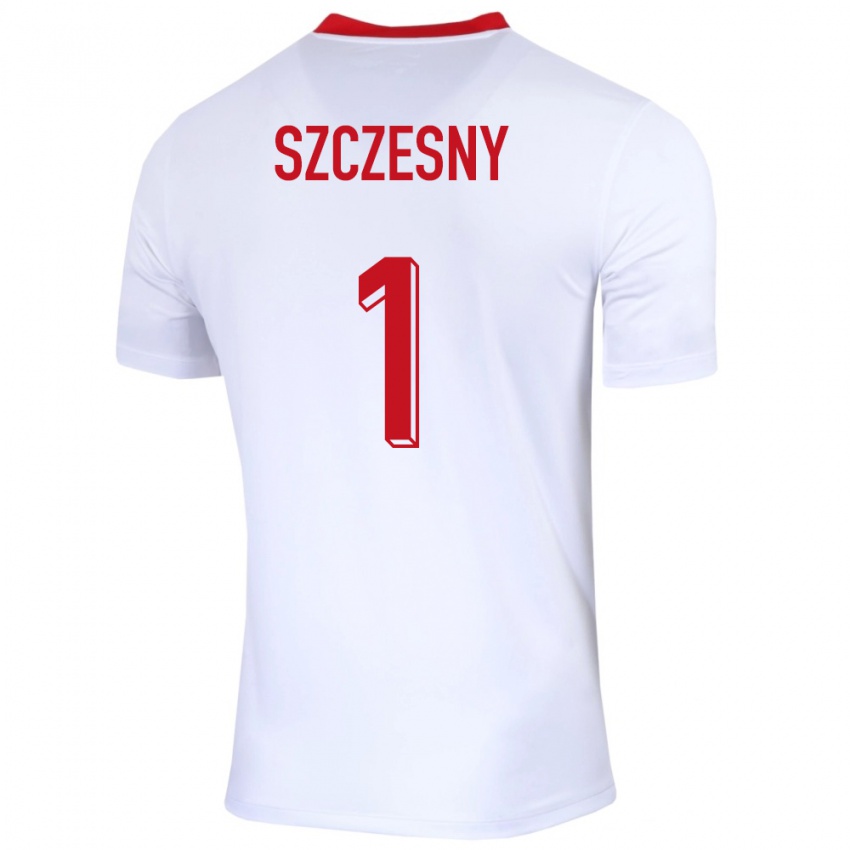 Niño Camiseta Polonia Wojciech Szczesny #1 Blanco 1ª Equipación 24-26 La Camisa