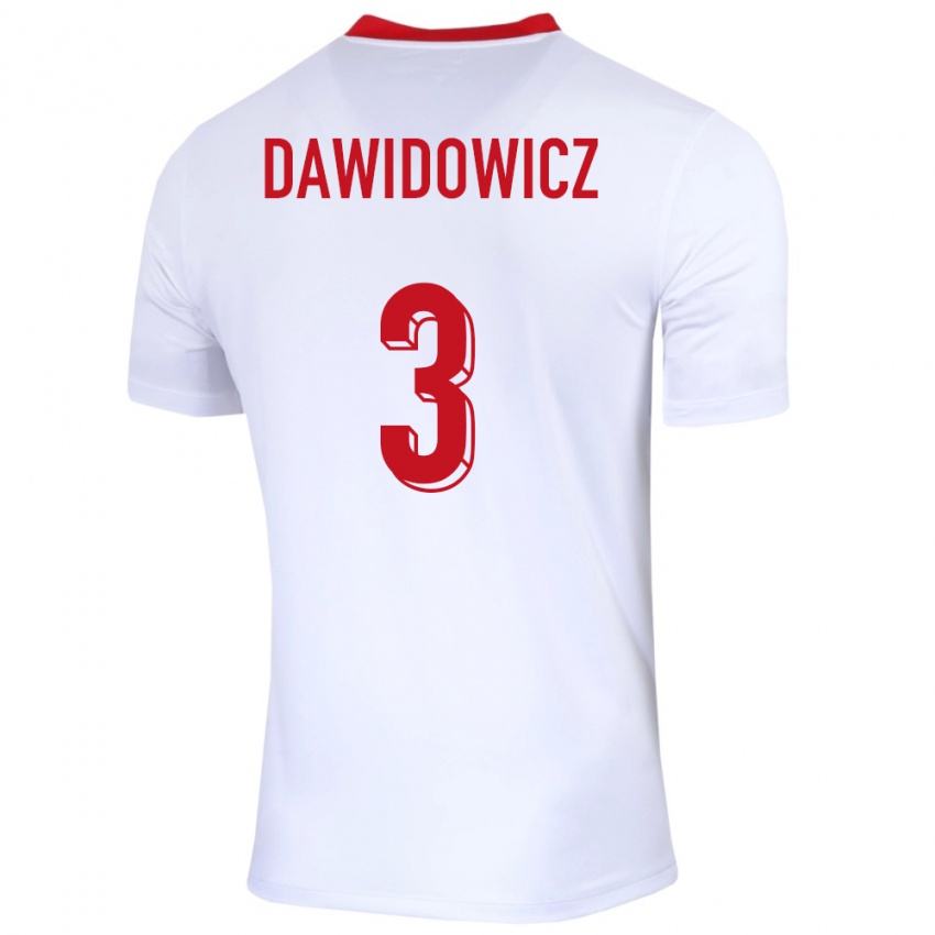 Niño Camiseta Polonia Pawel Dawidowicz #3 Blanco 1ª Equipación 24-26 La Camisa