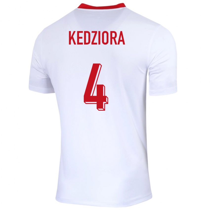 Niño Camiseta Polonia Tomasz Kedziora #4 Blanco 1ª Equipación 24-26 La Camisa