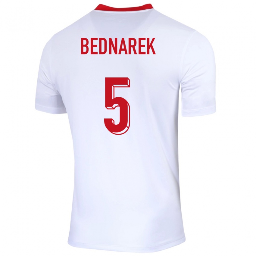 Niño Camiseta Polonia Jan Bednarek #5 Blanco 1ª Equipación 24-26 La Camisa