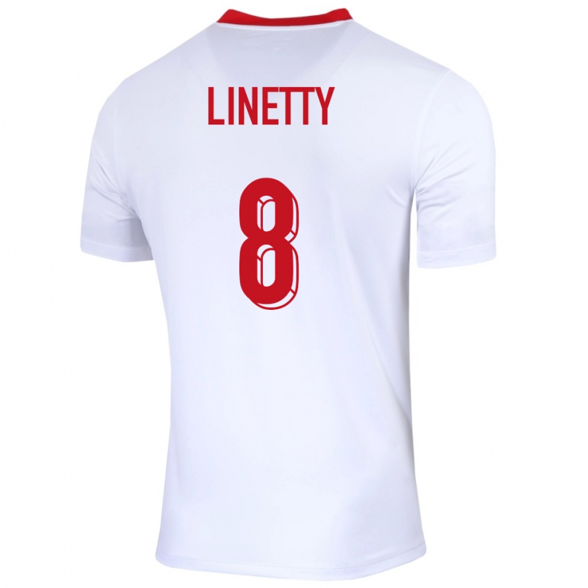 Niño Camiseta Polonia Karol Linetty #8 Blanco 1ª Equipación 24-26 La Camisa