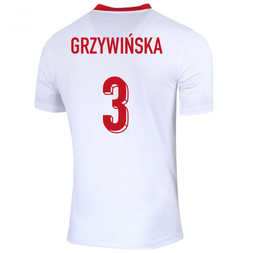 Niño Camiseta Polonia Gabriela Grzywinska #3 Blanco 1ª Equipación 24-26 La Camisa