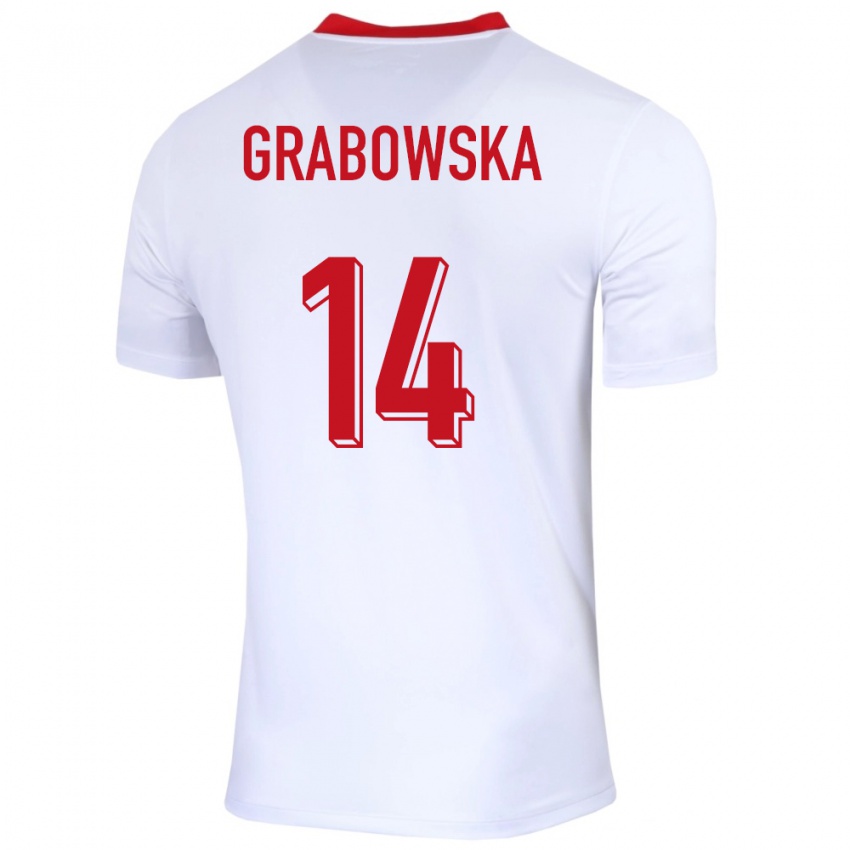 Niño Camiseta Polonia Dominika Grabowska #14 Blanco 1ª Equipación 24-26 La Camisa