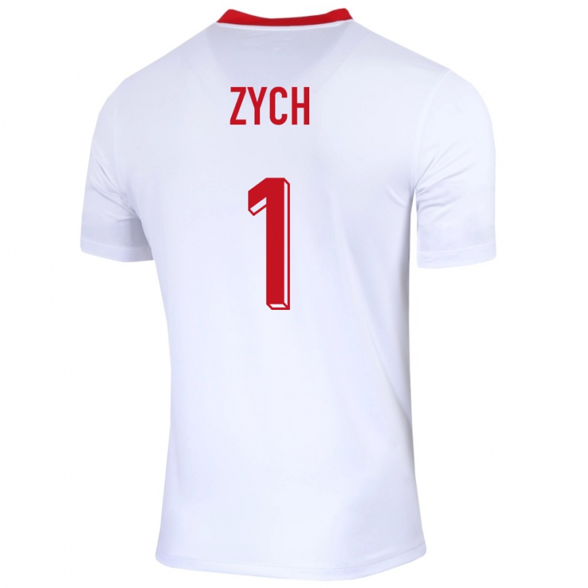 Niño Camiseta Polonia Oliwier Zych #1 Blanco 1ª Equipación 24-26 La Camisa