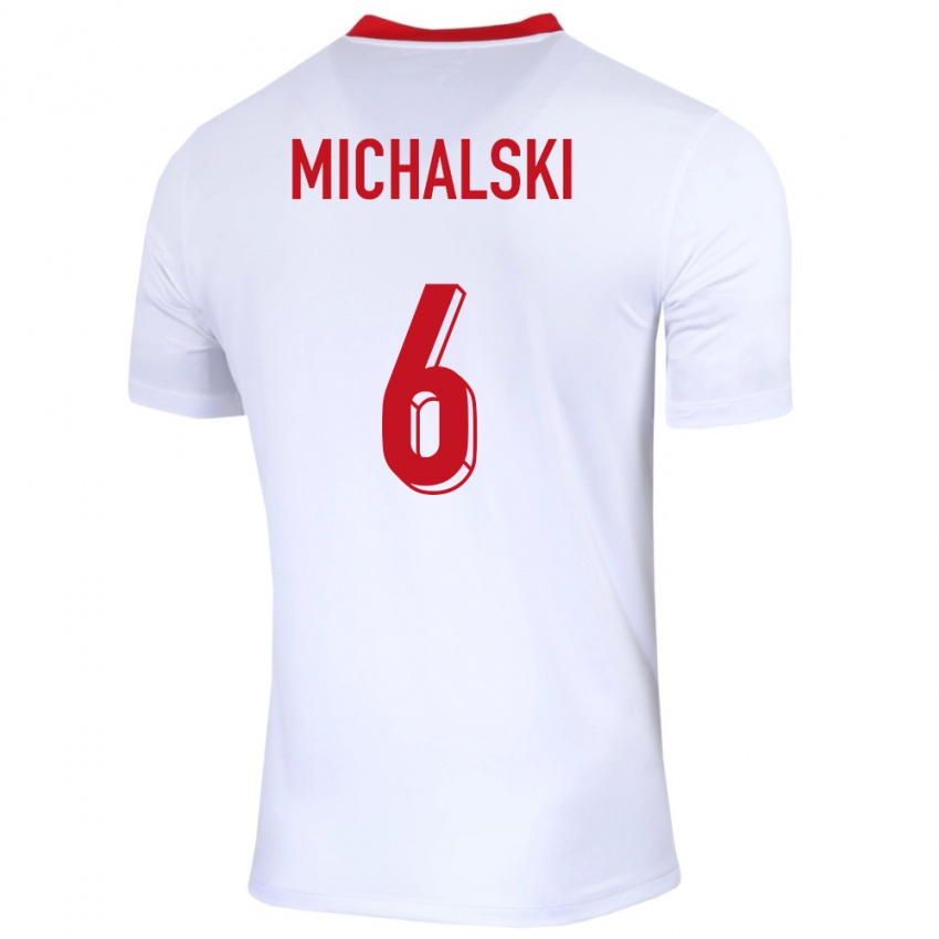 Niño Camiseta Polonia Szymon Michalski #6 Blanco 1ª Equipación 24-26 La Camisa