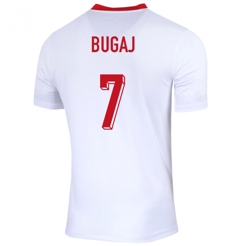 Niño Camiseta Polonia Dawid Bugaj #7 Blanco 1ª Equipación 24-26 La Camisa