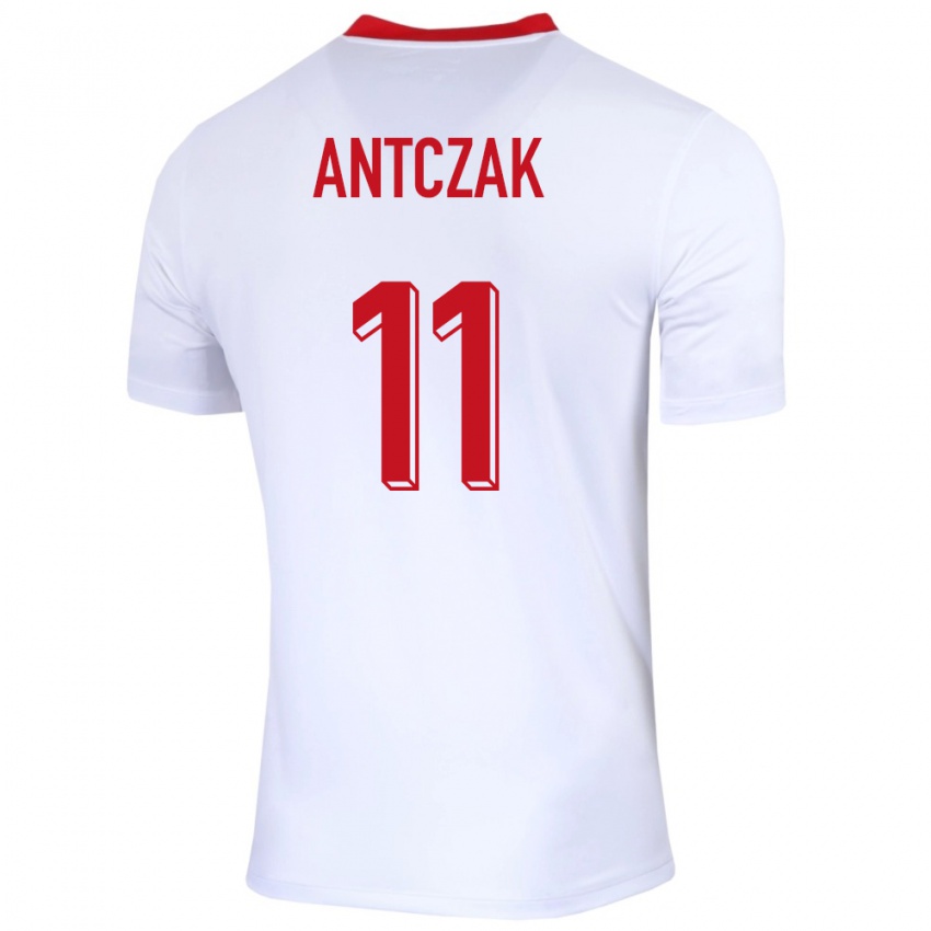 Niño Camiseta Polonia Jakub Antczak #11 Blanco 1ª Equipación 24-26 La Camisa