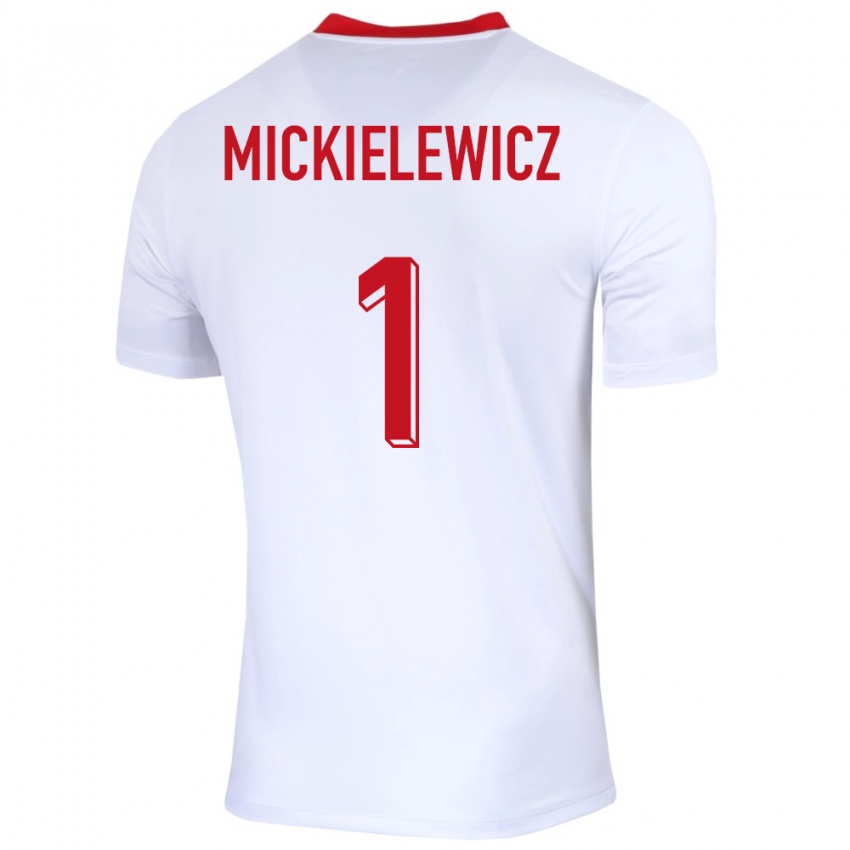 Niño Camiseta Polonia Aleksander Mickielewicz #1 Blanco 1ª Equipación 24-26 La Camisa