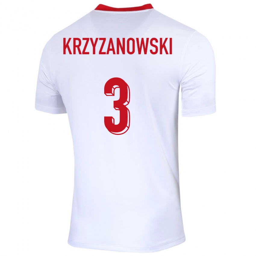 Niño Camiseta Polonia Jakub Krzyzanowski #3 Blanco 1ª Equipación 24-26 La Camisa