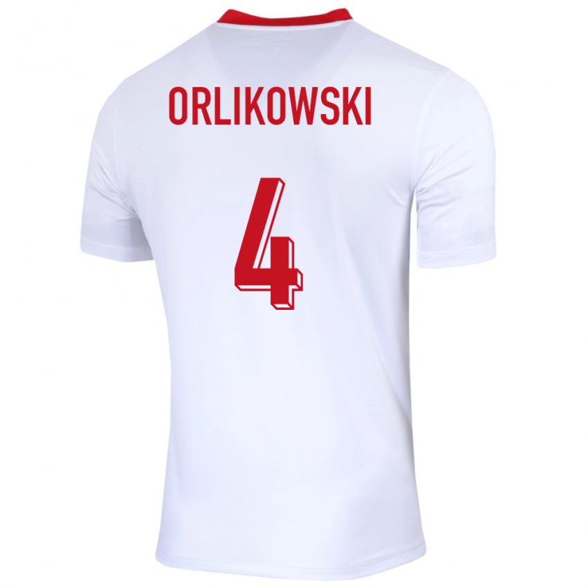 Niño Camiseta Polonia Igor Orlikowski #4 Blanco 1ª Equipación 24-26 La Camisa