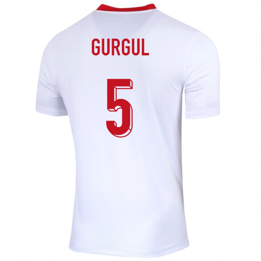 Niño Camiseta Polonia Michal Gurgul #5 Blanco 1ª Equipación 24-26 La Camisa