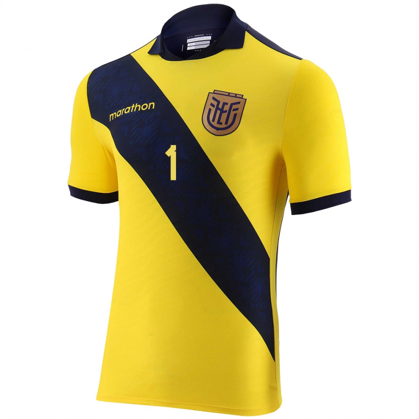 Niño Camiseta Ecuador Hernan Galindez #1 Amarillo 1ª Equipación 24-26 La Camisa