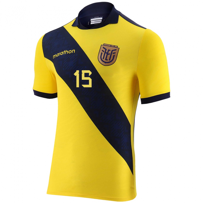 Niño Camiseta Ecuador Nicole Charcopa #15 Amarillo 1ª Equipación 24-26 La Camisa