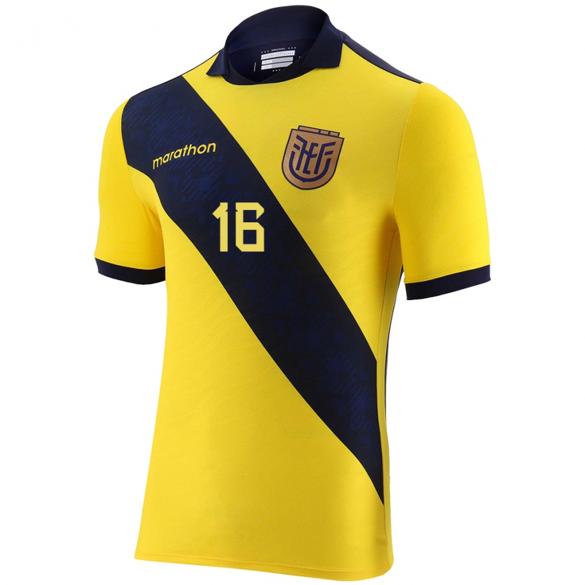 Niño Camiseta Ecuador Ligia Moreira #16 Amarillo 1ª Equipación 24-26 La Camisa