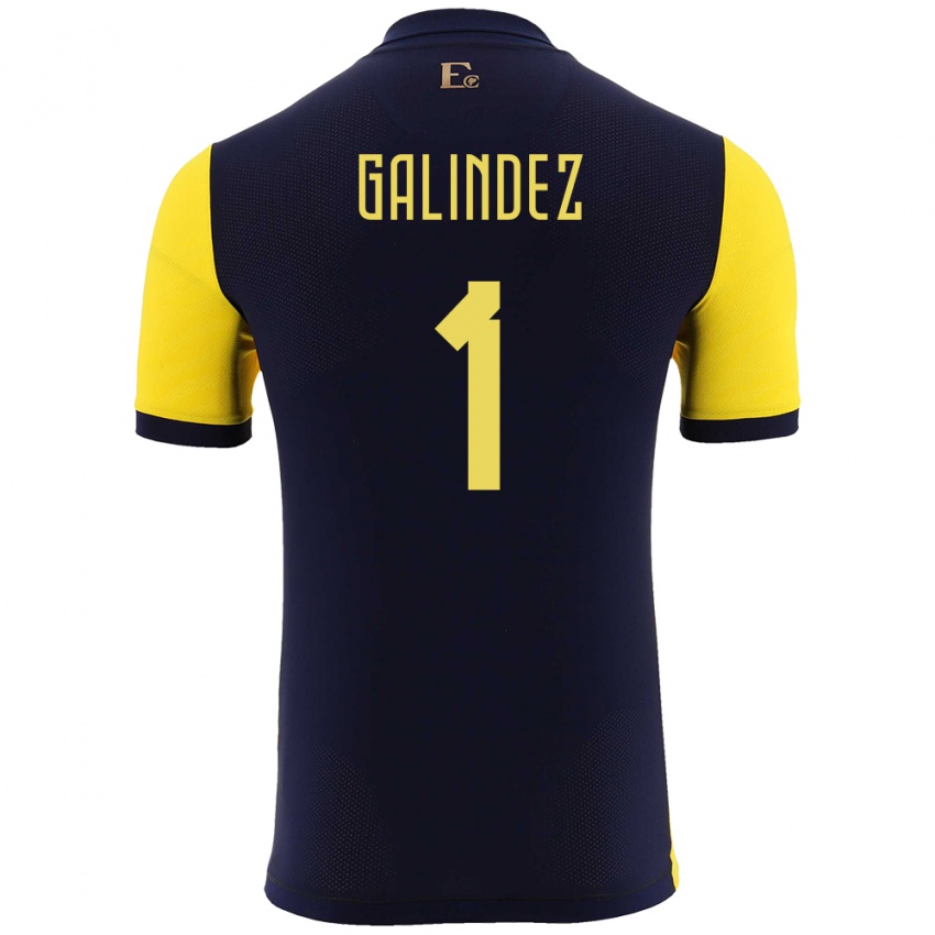 Niño Camiseta Ecuador Hernan Galindez #1 Amarillo 1ª Equipación 24-26 La Camisa