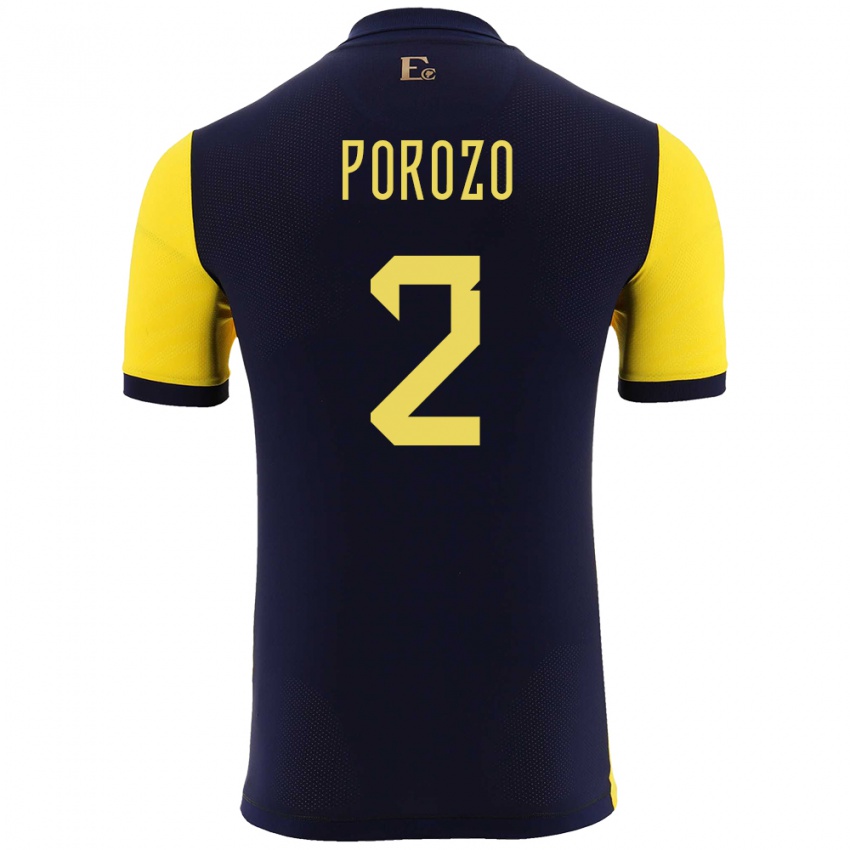 Niño Camiseta Ecuador Jackson Porozo #2 Amarillo 1ª Equipación 24-26 La Camisa