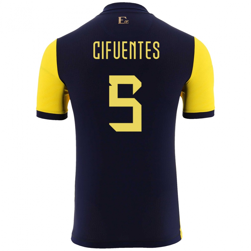 Niño Camiseta Ecuador Jose Cifuentes #5 Amarillo 1ª Equipación 24-26 La Camisa