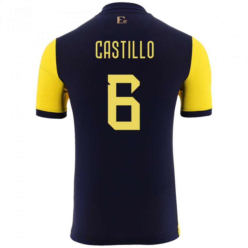 Niño Camiseta Ecuador Byron Castillo #6 Amarillo 1ª Equipación 24-26 La Camisa