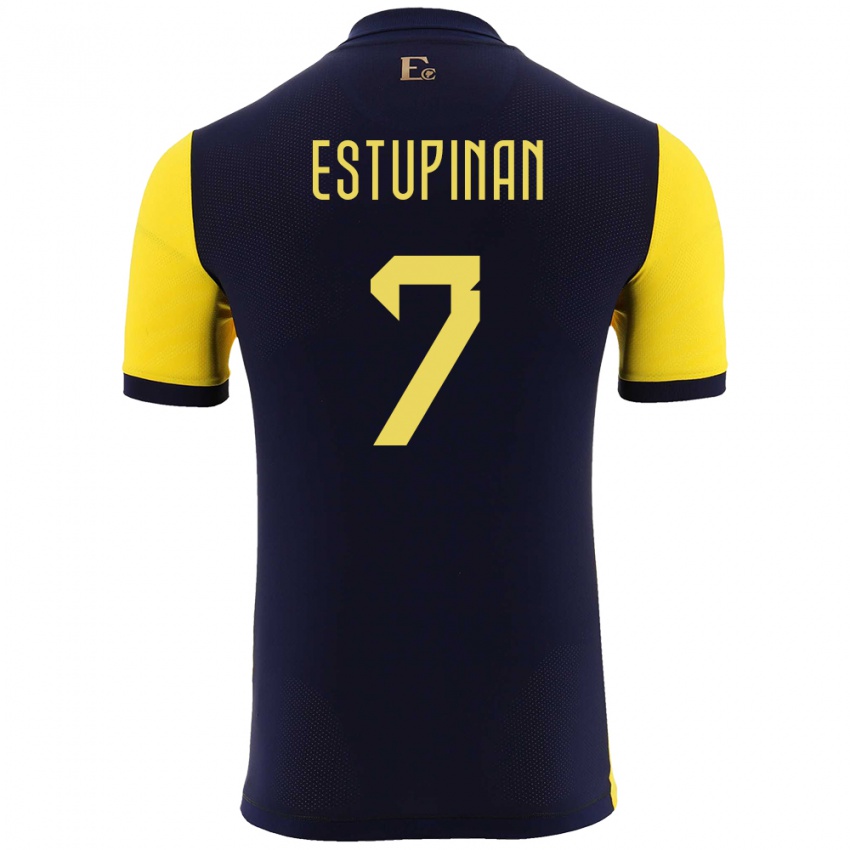 Niño Camiseta Ecuador Pervis Estupinan #7 Amarillo 1ª Equipación 24-26 La Camisa