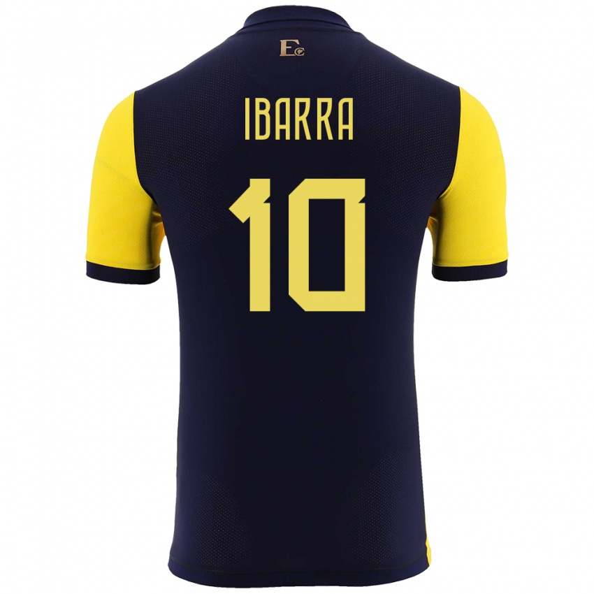 Niño Camiseta Ecuador Romario Ibarra #10 Amarillo 1ª Equipación 24-26 La Camisa