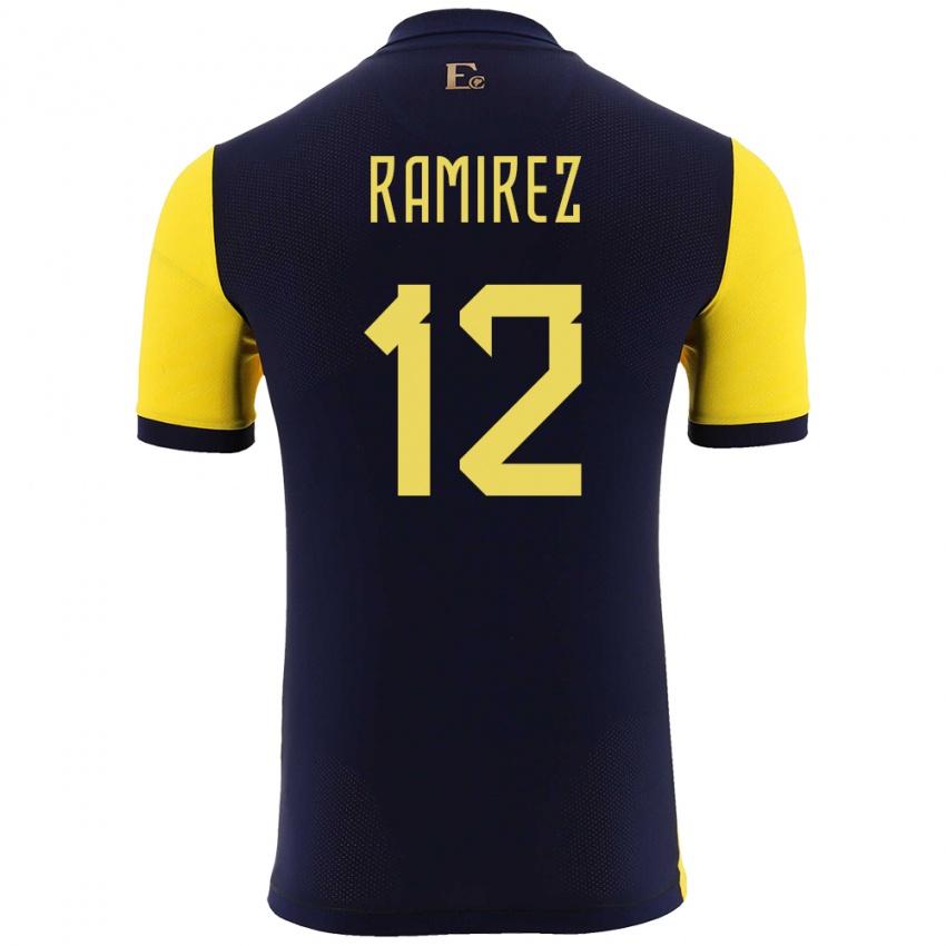 Niño Camiseta Ecuador Moises Ramirez #12 Amarillo 1ª Equipación 24-26 La Camisa
