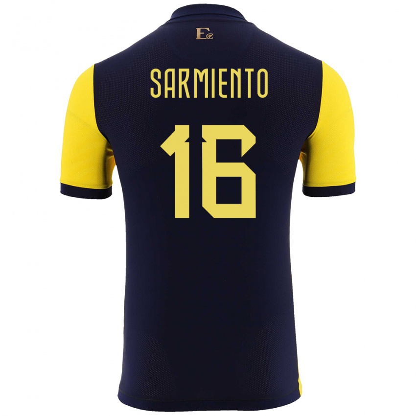 Niño Camiseta Ecuador Jeremy Sarmiento #16 Amarillo 1ª Equipación 24-26 La Camisa