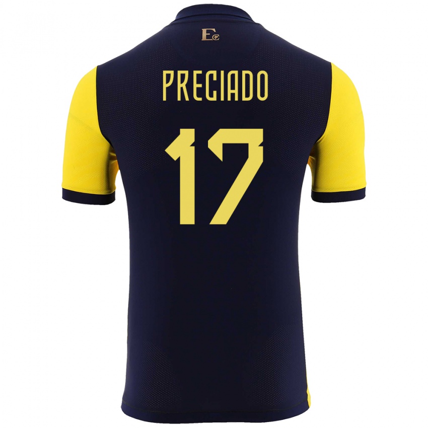 Niño Camiseta Ecuador Angelo Preciado #17 Amarillo 1ª Equipación 24-26 La Camisa
