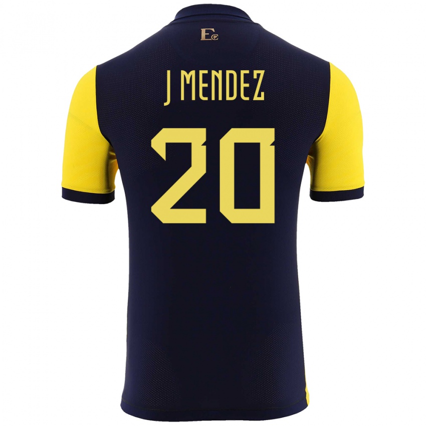 Niño Camiseta Ecuador Jhegson Mendez #20 Amarillo 1ª Equipación 24-26 La Camisa