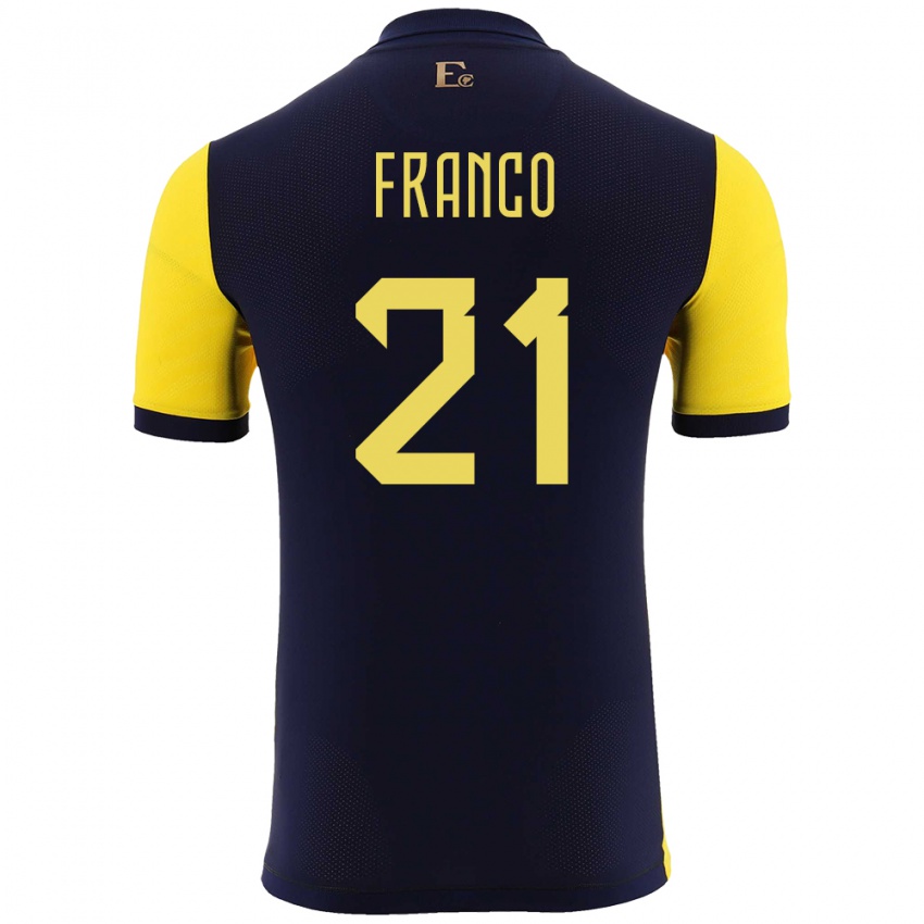 Niño Camiseta Ecuador Alan Franco #21 Amarillo 1ª Equipación 24-26 La Camisa