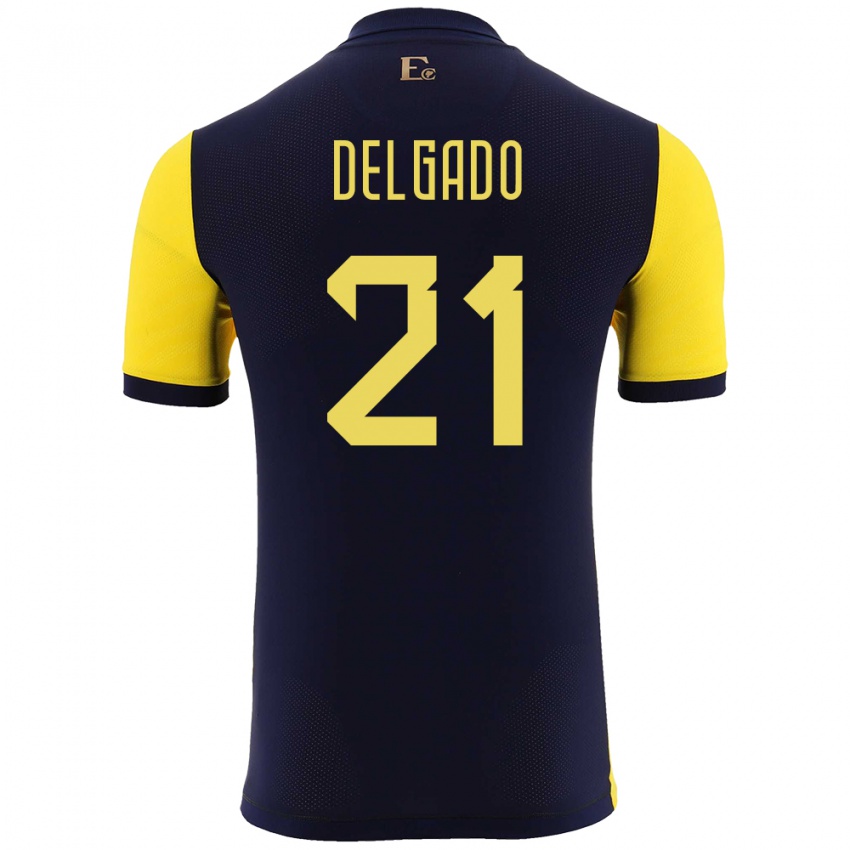 Niño Camiseta Ecuador Patrickson Delgado #21 Amarillo 1ª Equipación 24-26 La Camisa