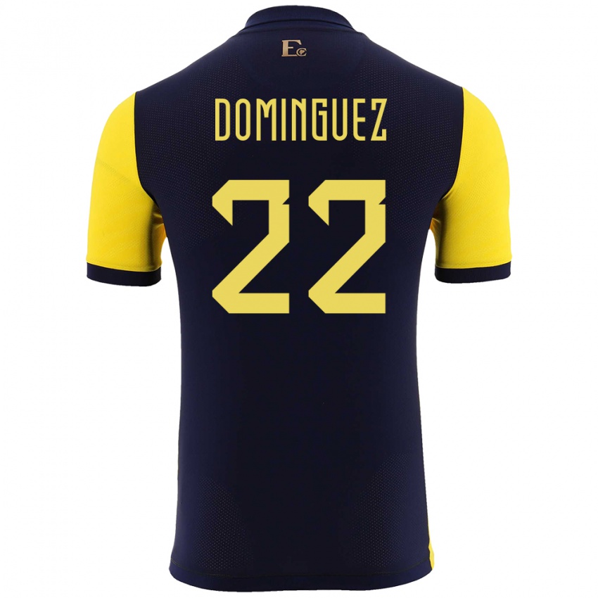 Niño Camiseta Ecuador Alexander Dominguez #22 Amarillo 1ª Equipación 24-26 La Camisa