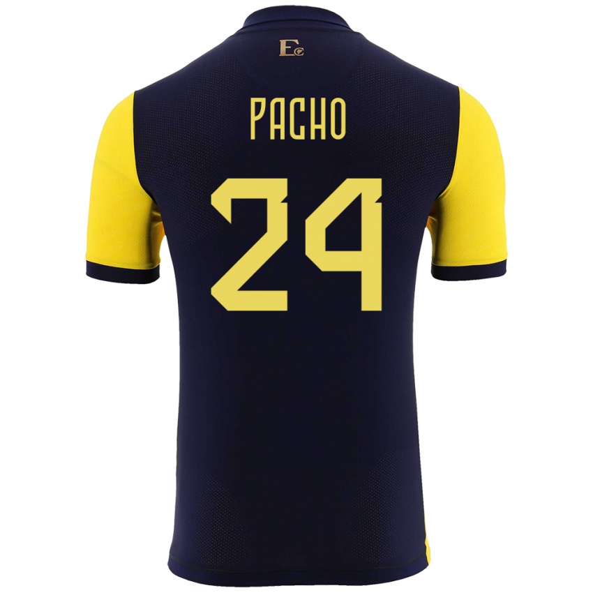 Niño Camiseta Ecuador William Pacho #24 Amarillo 1ª Equipación 24-26 La Camisa