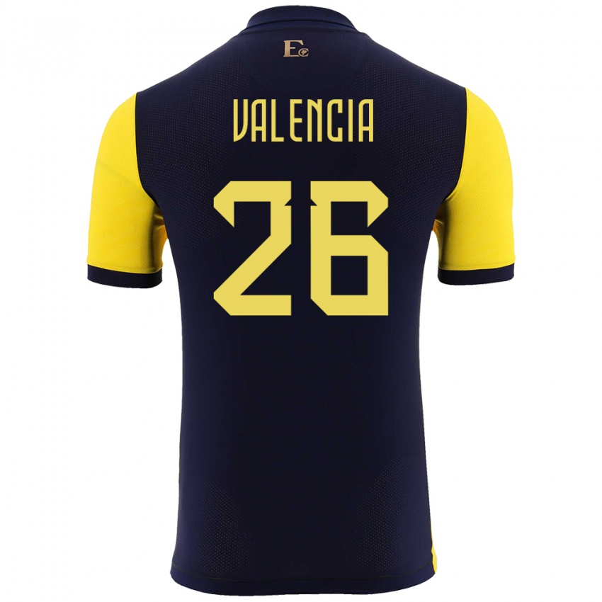 Niño Camiseta Ecuador Anthony Valencia #26 Amarillo 1ª Equipación 24-26 La Camisa