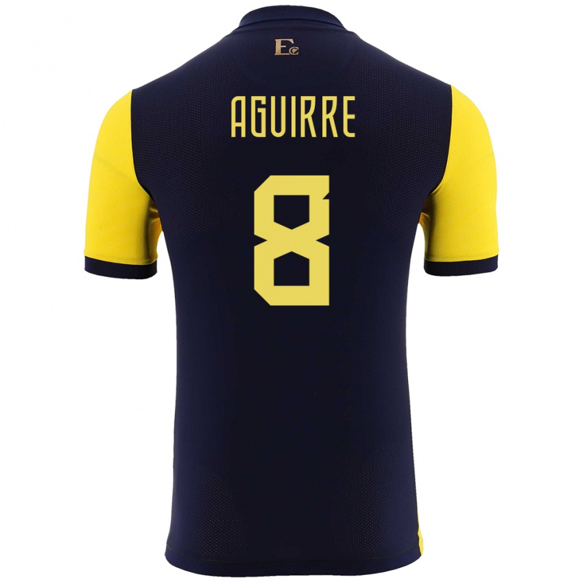 Niño Camiseta Ecuador Marthina Aguirre #8 Amarillo 1ª Equipación 24-26 La Camisa