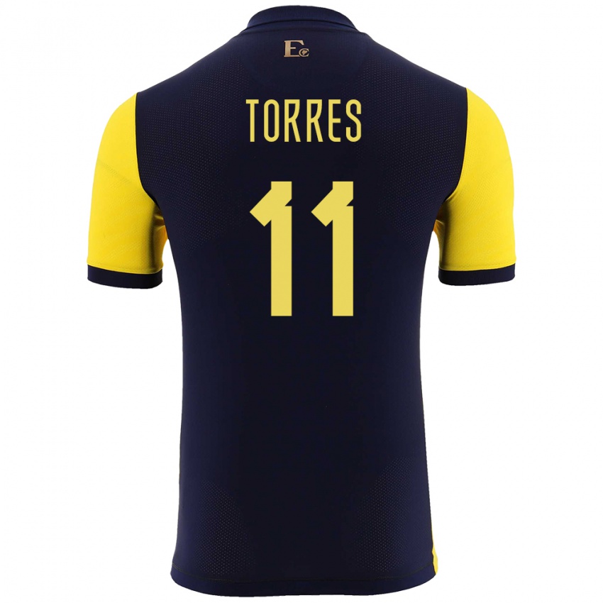 Niño Camiseta Ecuador Ambar Torres #11 Amarillo 1ª Equipación 24-26 La Camisa