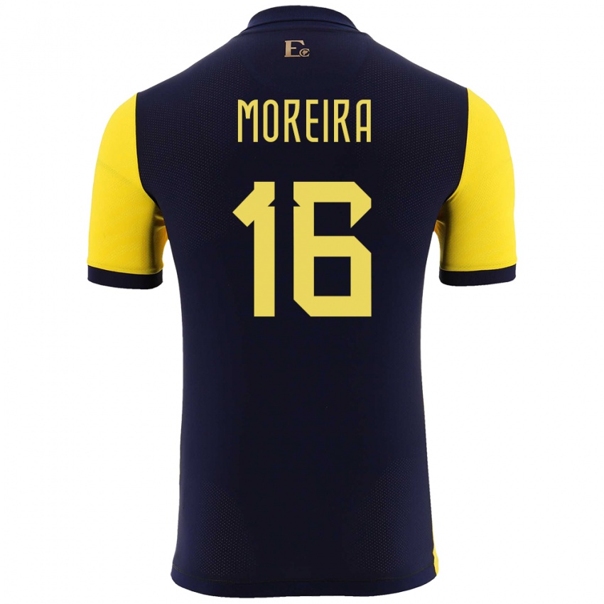 Niño Camiseta Ecuador Ligia Moreira #16 Amarillo 1ª Equipación 24-26 La Camisa