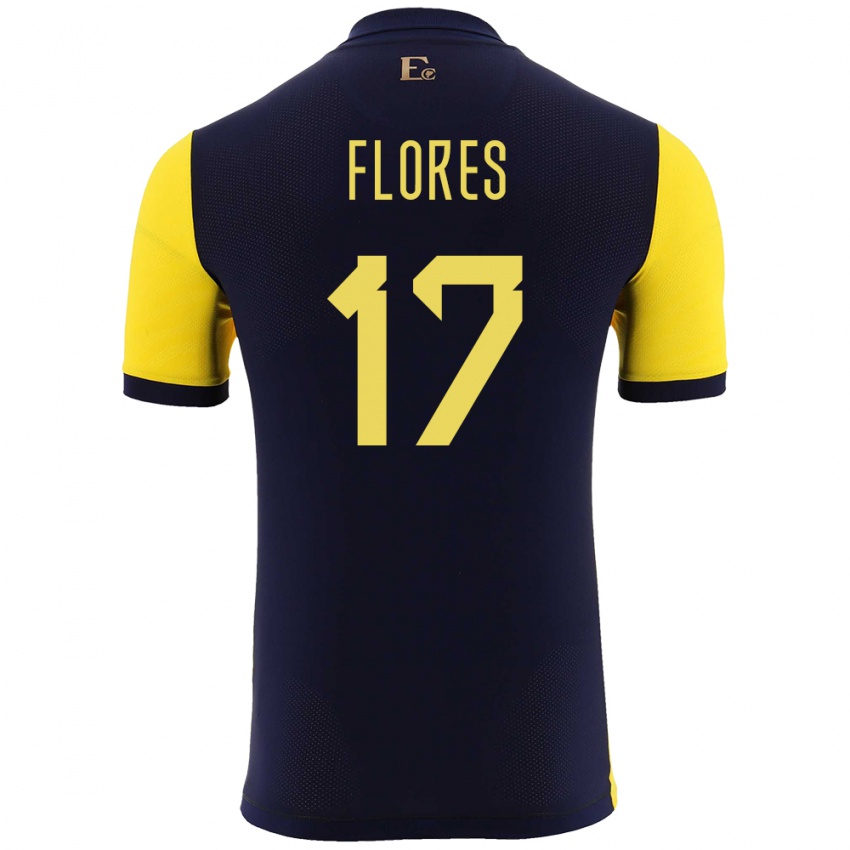 Niño Camiseta Ecuador Karen Flores #17 Amarillo 1ª Equipación 24-26 La Camisa