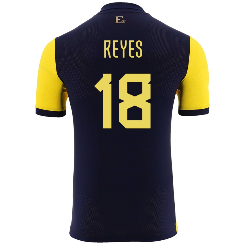 Niño Camiseta Ecuador Ashley Reyes #18 Amarillo 1ª Equipación 24-26 La Camisa