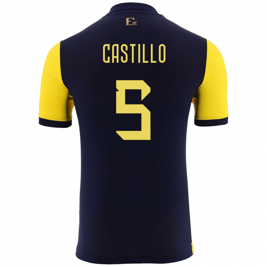 Niño Camiseta Ecuador Denil Castillo #5 Amarillo 1ª Equipación 24-26 La Camisa