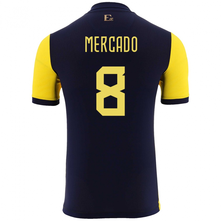 Niño Camiseta Ecuador Patrik Mercado #8 Amarillo 1ª Equipación 24-26 La Camisa